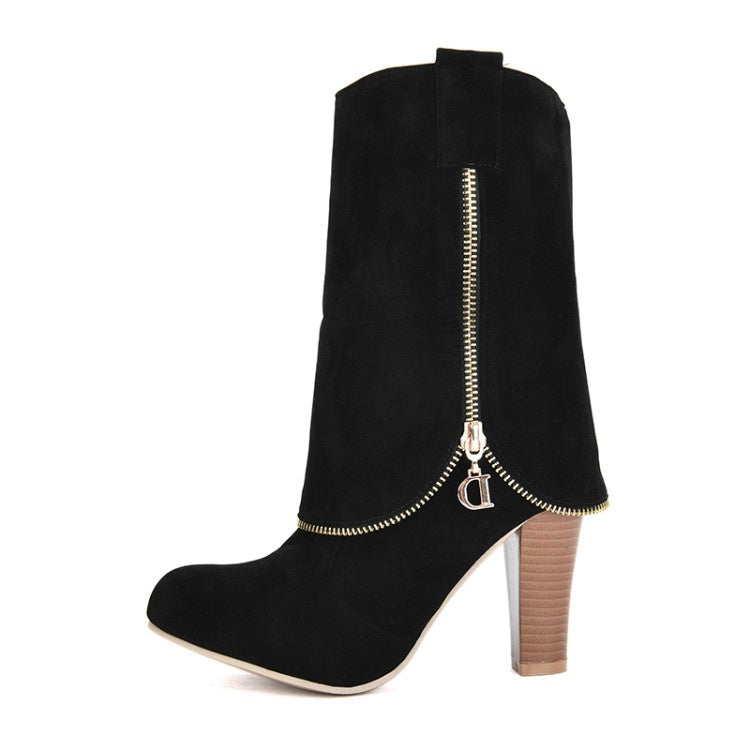 Women's Zipper High Heels Boots