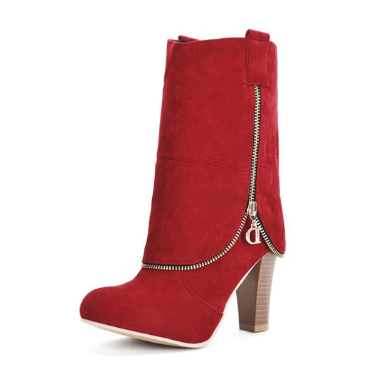 Women's Zipper High Heels Boots