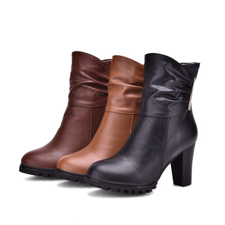 Women's High Heels Short Boots