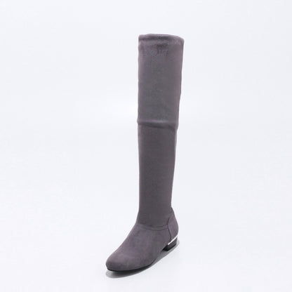 Women's Velet Low Heeled Tall Boots