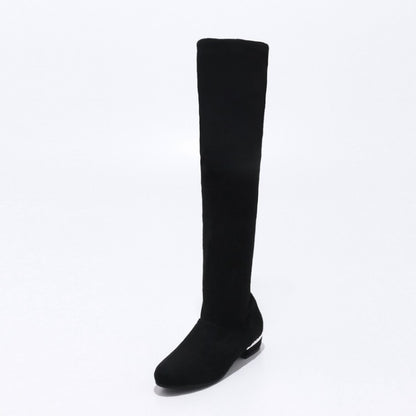 Women's Velet Low Heeled Tall Boots