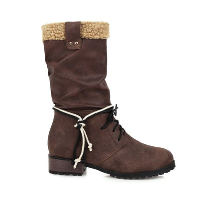 Wool Mid Calf Bots Woman Shoes