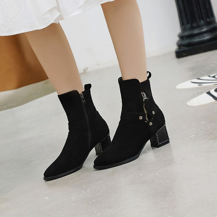 Women's Belt High Heeled Ankle Boots