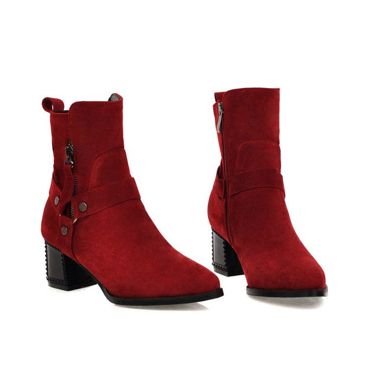 Women's Belt High Heeled Ankle Boots