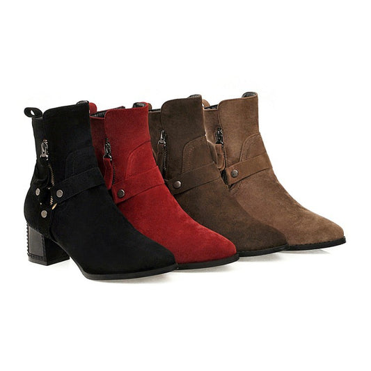 Women's Belt High Heeled Ankle Boots