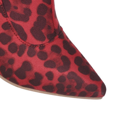 Leopard Printed Mid Calf Bots Woman Shoes