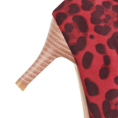 Leopard Printed Mid Calf Bots Woman Shoes