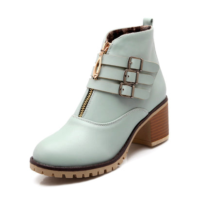 Women's Buckle Belt Short Boots Shoes Woman