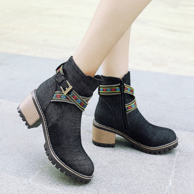 Women's Denim Short Boots Shoes Woman