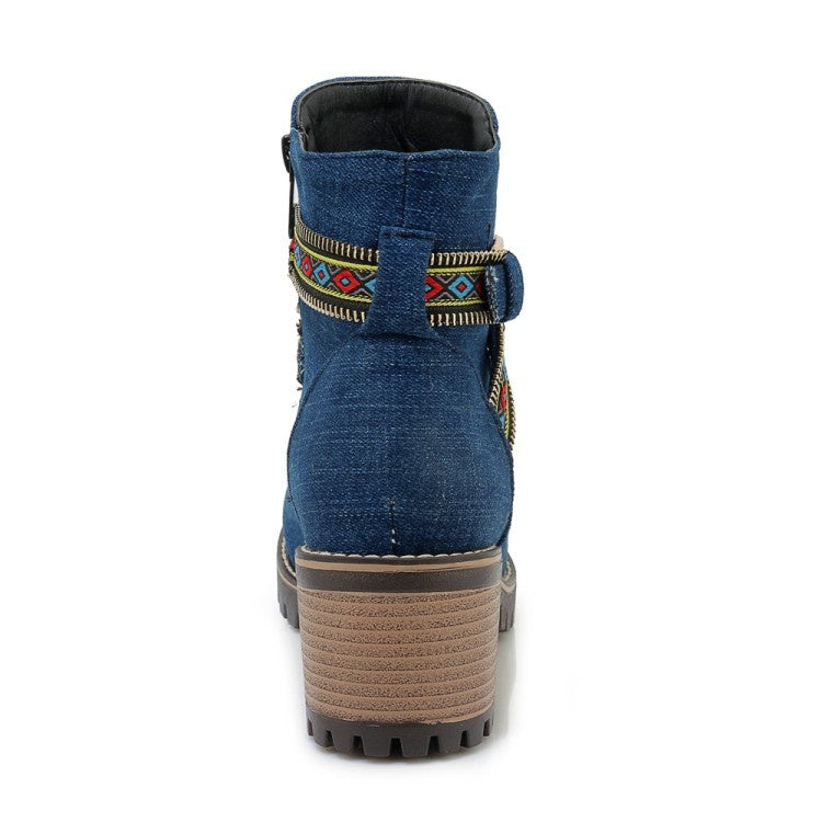 Women's Denim Short Boots Shoes Woman