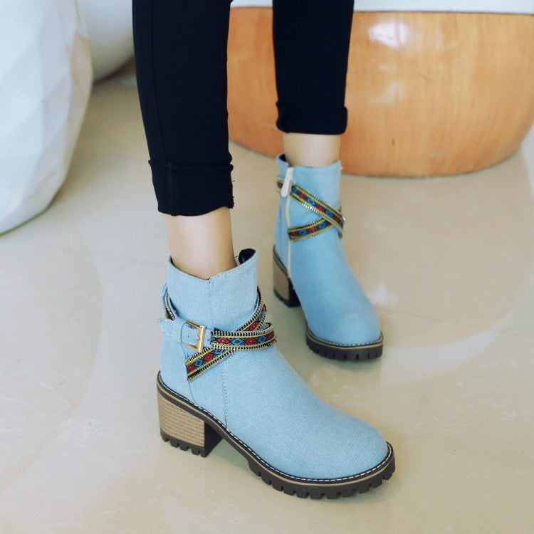 Women's Denim Short Boots Shoes Woman