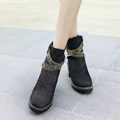 Women's Denim Short Boots Shoes Woman