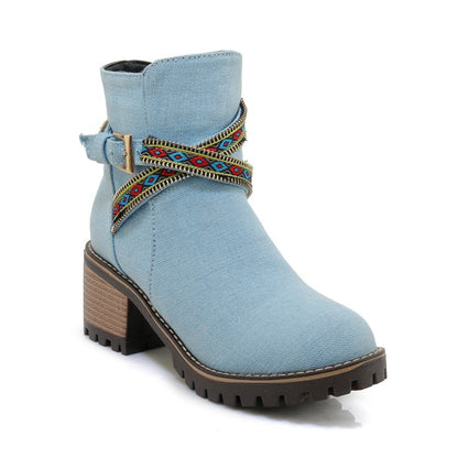 Women's Denim Short Boots Shoes Woman