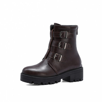 Women's Buckle Short Boots Shoes Woman