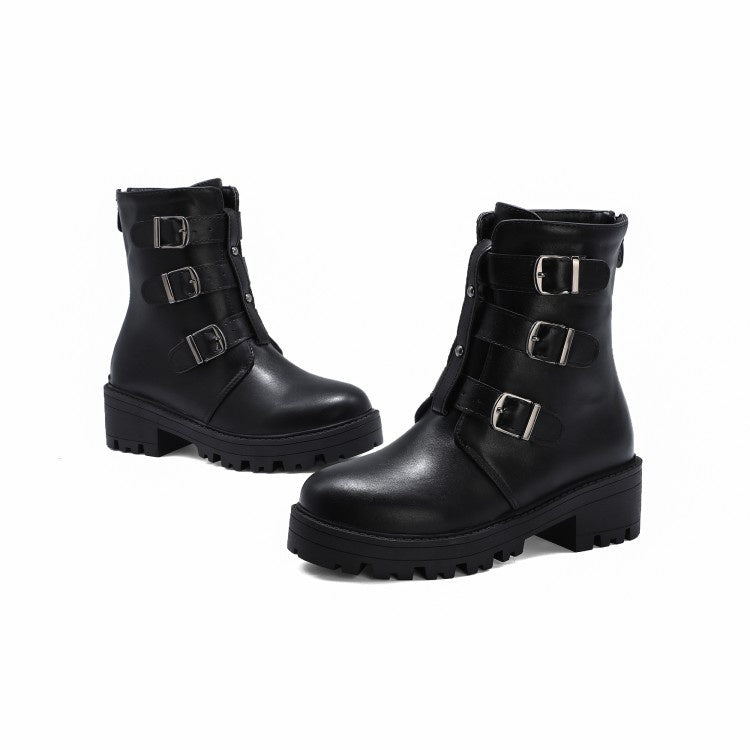 Women's Buckle Short Boots Shoes Woman