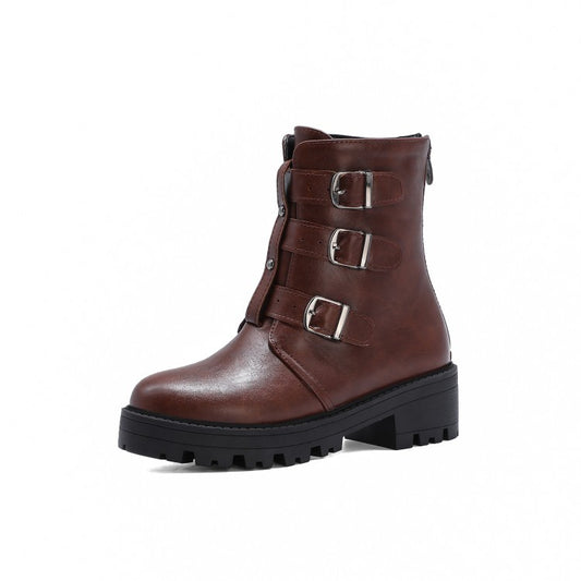 Women's Buckle Short Boots Shoes Woman