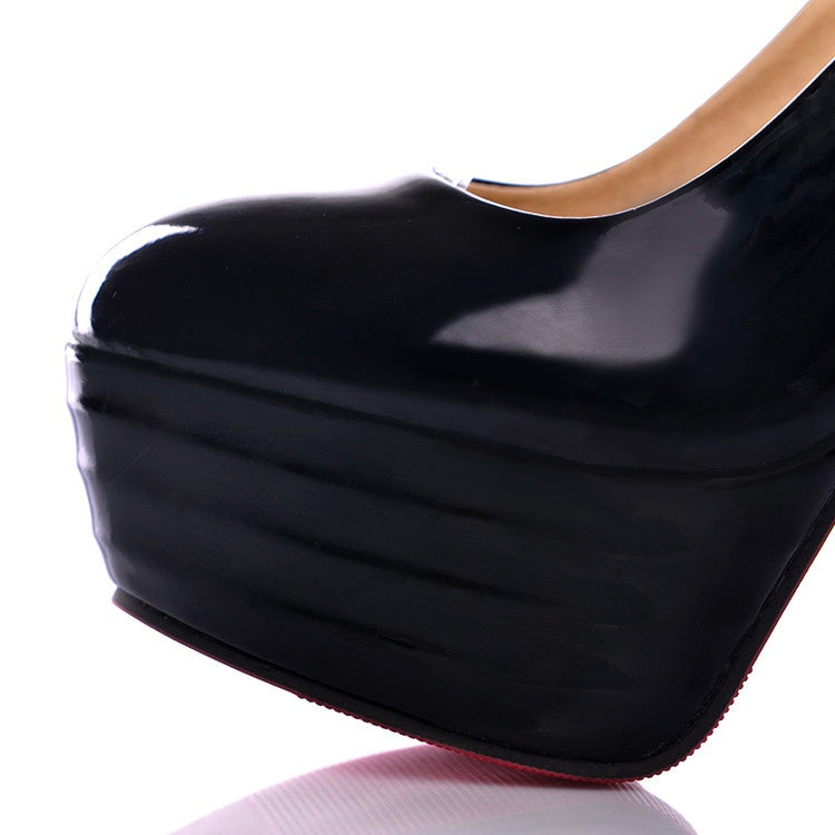 Women Round Toe High Heels Platform Pumps