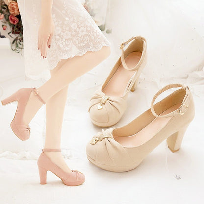 Women Ankle Strap High Heels Platform Pumps