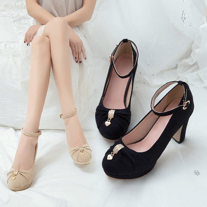 Women Ankle Strap High Heels Platform Pumps