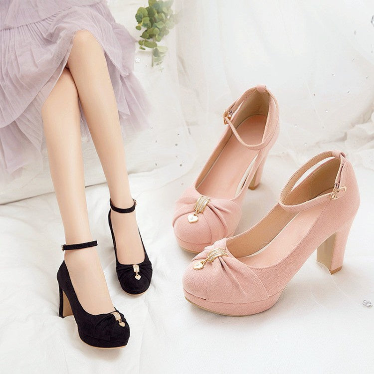 Women Ankle Strap High Heels Platform Pumps