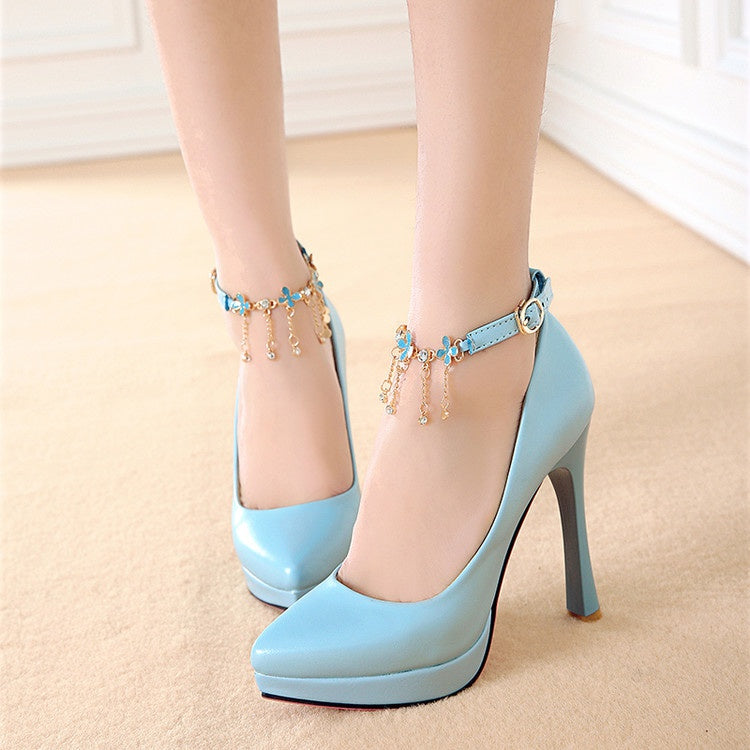 Women Pearl High Heels Platform Pumps