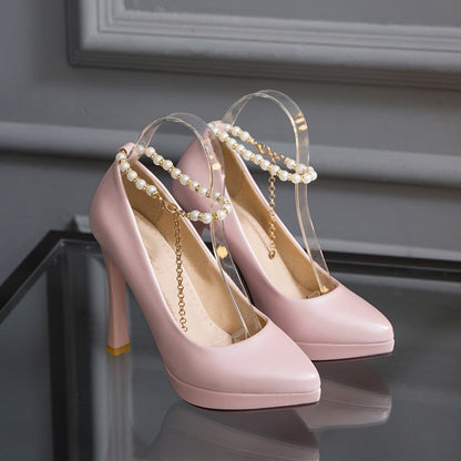 Women Pearl High Heels Platform Pumps