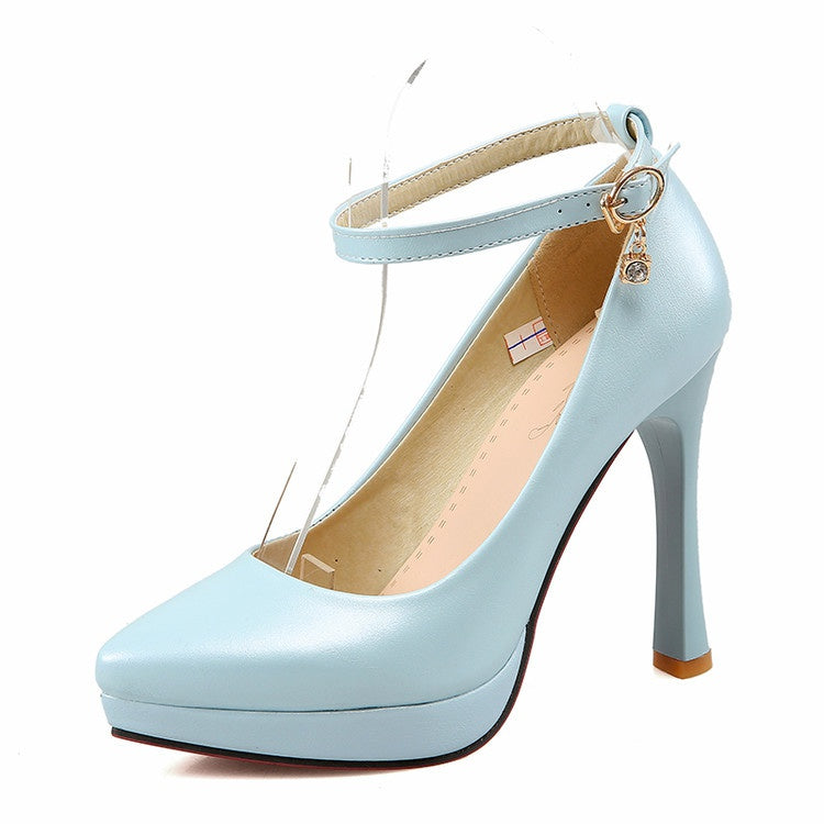 Women Pointed Toe High Heel Platform Pumps