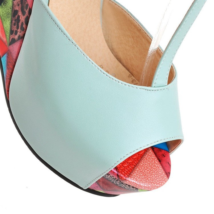 Women T Strap Platform Wedges High Heel Sandals