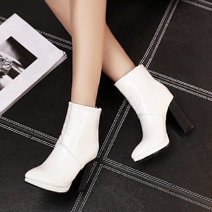 Women Zipper High Heel Ankle Boots