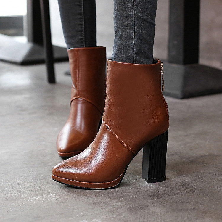 Women Zipper High Heel Ankle Boots