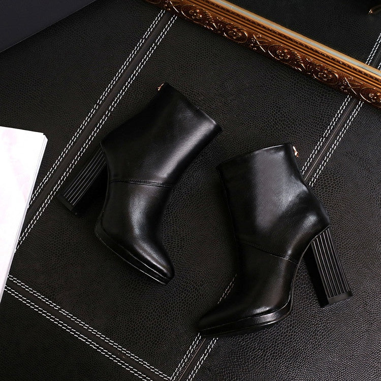 Women Zipper High Heel Ankle Boots