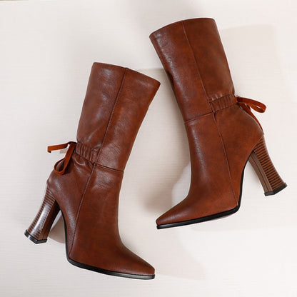 Women Pointed Toe High Heel Short Boots