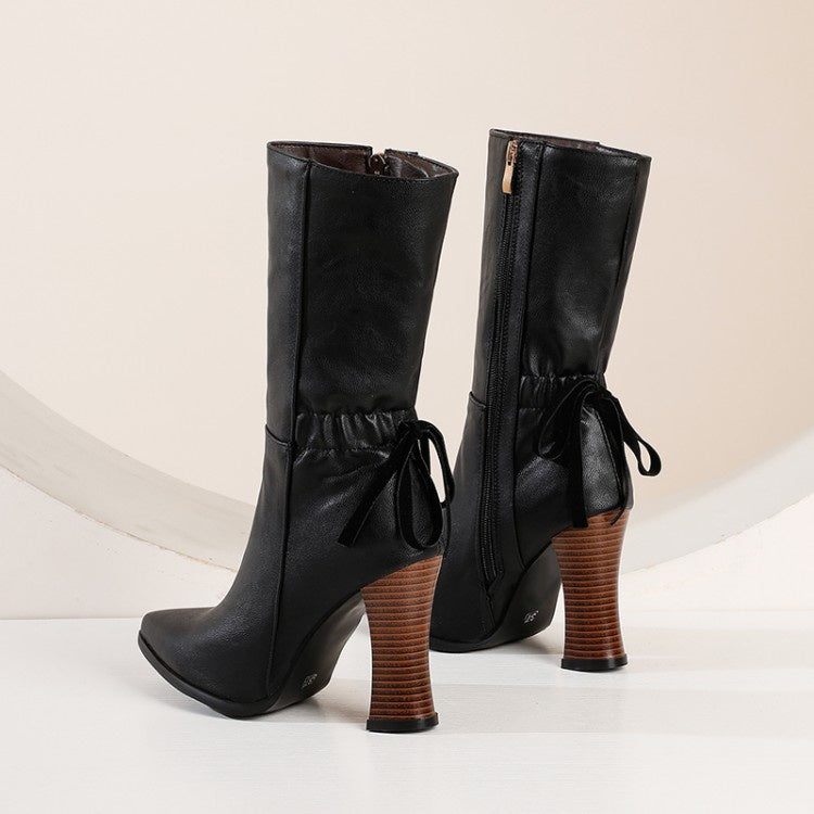 Women Pointed Toe High Heel Short Boots