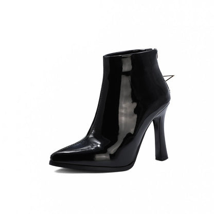 Women Strar Shaped Zip High Heel Ankle Boots