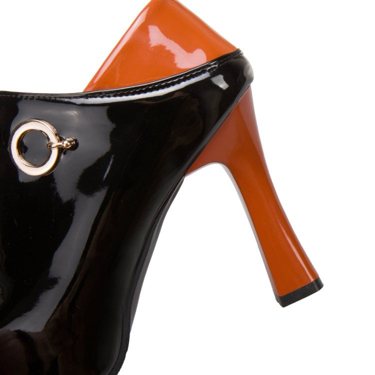 Women Patent Leather Zip High Heels