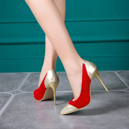 Pointed Toe Women Gold High Heels Pumps Wedding Shoes