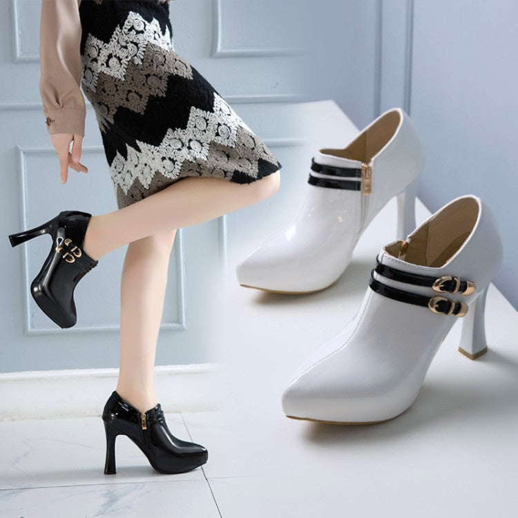 Women Double Buckle High Heels