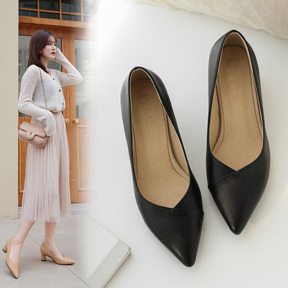 Women High Heel Chunky Pumps Dress Shoes