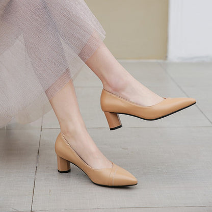 Women High Heel Chunky Pumps Dress Shoes