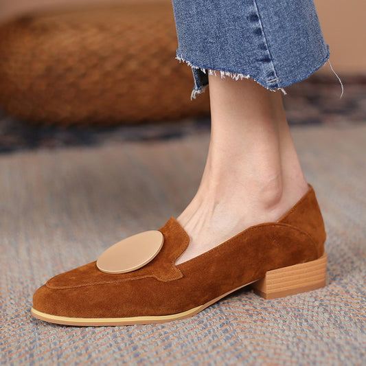 Women Metal Low Heel Chunky Pumps