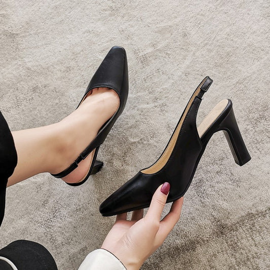 Women Slingbacks High Heel Chunky Pumps