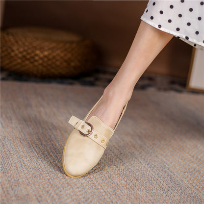 Women Buckle Low Heel Chunky Pumps