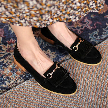 Women Tassel Low Heel Chunky Pumps