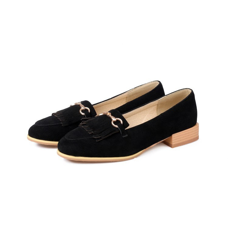 Women Tassel Low Heel Chunky Pumps