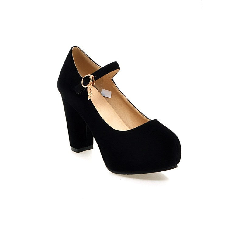 Women High Heels Mary Jane Chunky Heel Platform Pumps