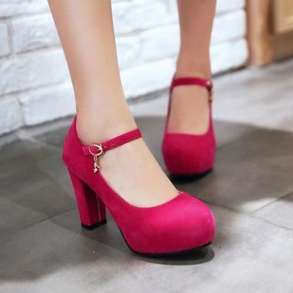 Women High Heels Mary Jane Chunky Heel Platform Pumps