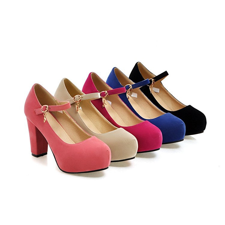 Women High Heels Mary Jane Chunky Heel Platform Pumps