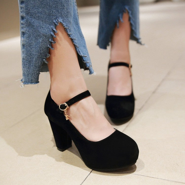 Women High Heels Mary Jane Chunky Heel Platform Pumps