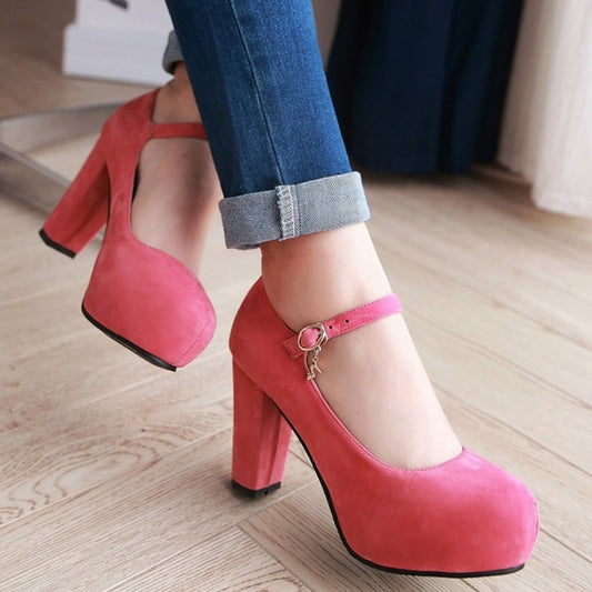 Women High Heels Mary Jane Chunky Heel Platform Pumps