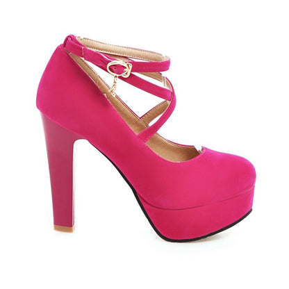 Women High Heels Chunky Heel Platform Pumps